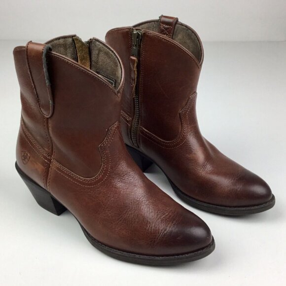 Ariat Shoes - ARIAT Two24 Darla Cowgirl Western Zip Booties Boots Cognac Brown Size US 10.5 B